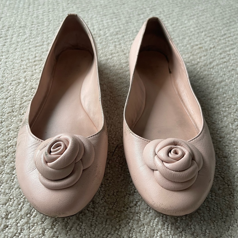 Kate Spade Blush Pink Flats with Floral Detail Size 10